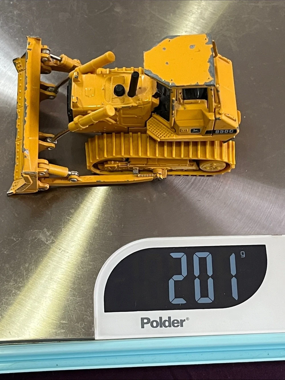 John Deere Yellow Metal Crawler Bulldozer Toy with Black Accents